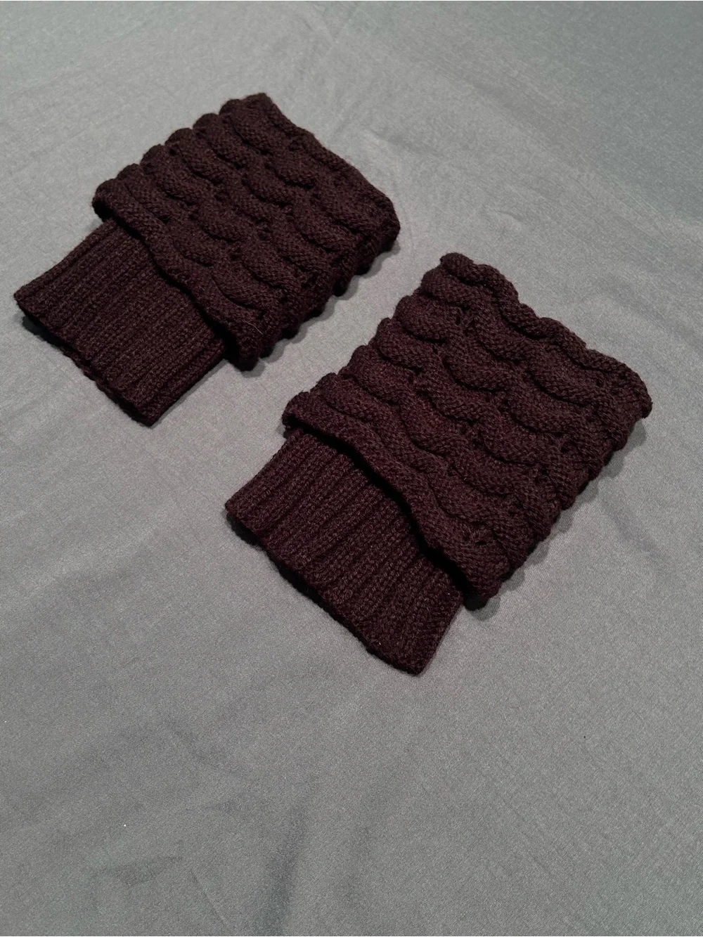 IF Collection Dark Brown Short Knitted Leg Warmers/Ankle Cuffs